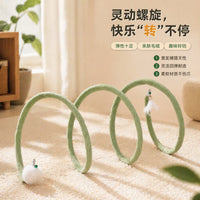 Collapsible Cat Tunnel with Dangling Mouse and Feather Toys for Indoor Cats