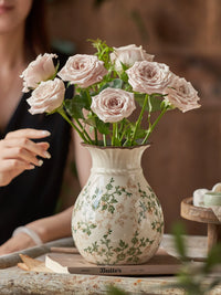 New Chinese Style Ceramic Floral Vase and Tissue Box Set for Living Room Decor