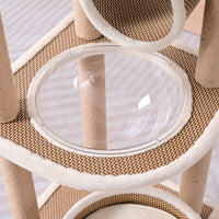 Rattan Cat Tree Condo with Scratching Post and Perch, All-Season Cat Activity Tower