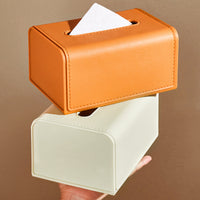 Faux Leather Tissue Box Cover for Home and Office, Dustproof Rectangular Tissue Holder
