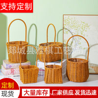 Handwoven Rattan-Style Storage Basket for Home Decor and Gardening