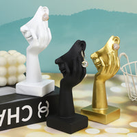 Silent Gold Mask Figurine Earring Display Stand Resin Craft Ornament for Home Decor
