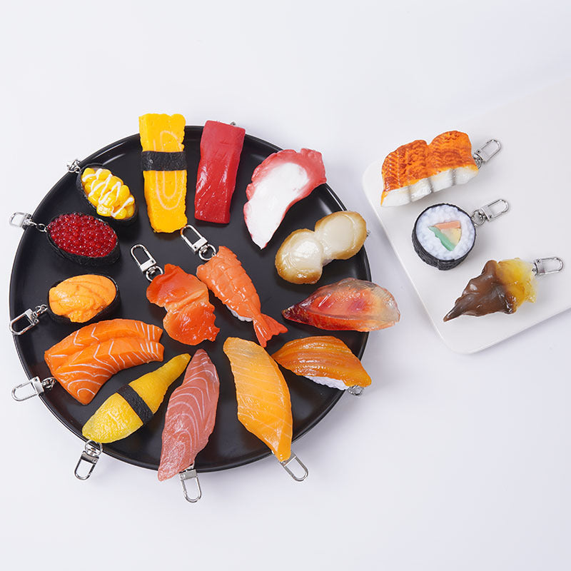 Realistic Sushi Food Keychain Japanese Cuisine Salmon Rice Ball Bag Charm Souvenir