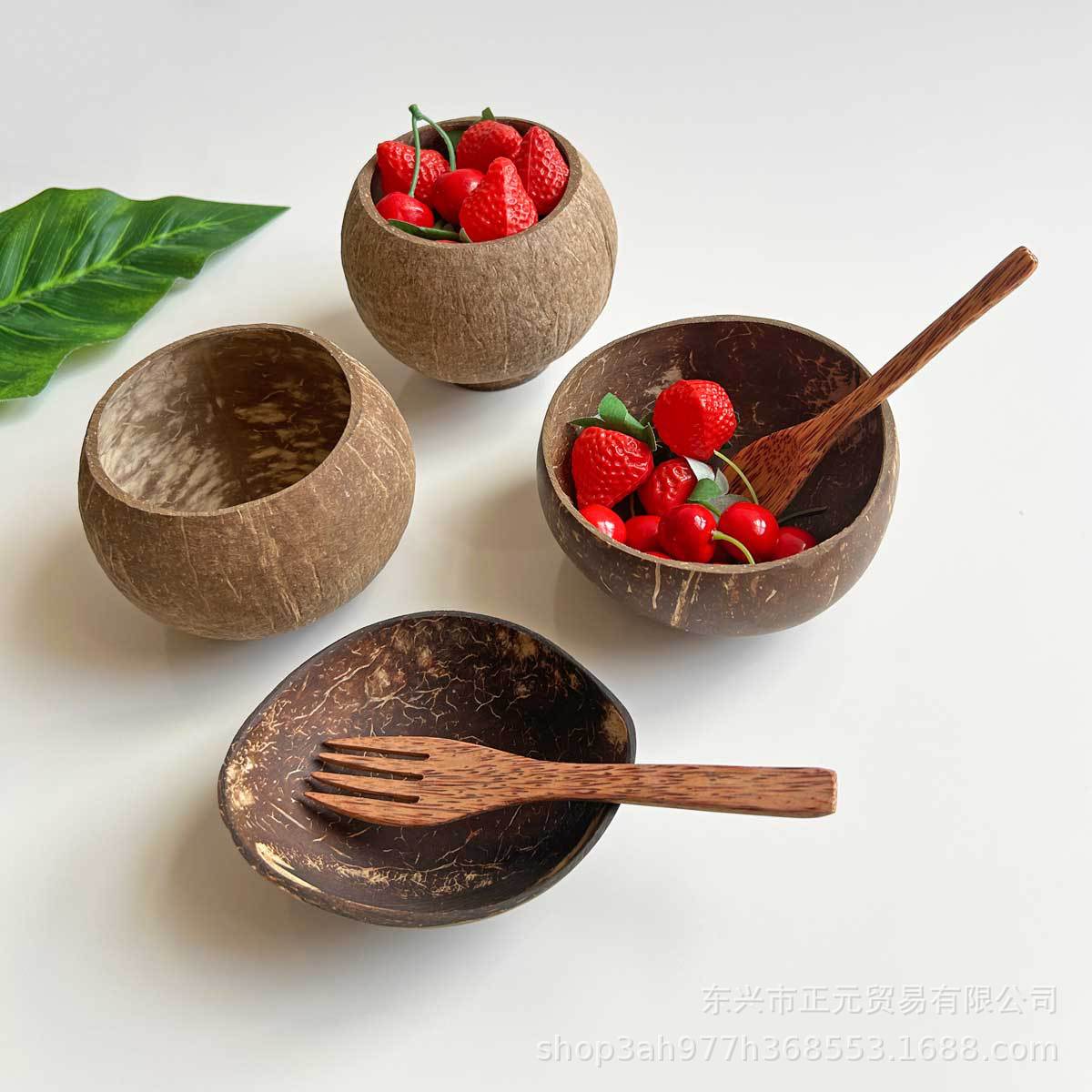 Natural Coconut Shell Bowl for Yogurt, Salad, and Desserts - Eco-Friendly Tableware