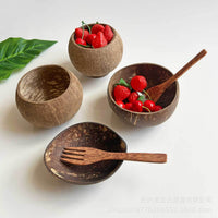Natural Coconut Shell Bowl for Yogurt, Salad, and Desserts - Eco-Friendly Tableware