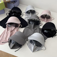 Women's Wide Brim Sun Protection Hat with UV Face Mask, Ice Silk Cooling, Full Coverage for Summer Outdoor Activities