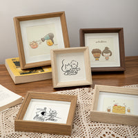 Wooden Square Photo Frame with Hollow Design, Desktop Display for 4, 5, 6, 9 Inch Pictures
