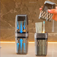 Portable Travel Wash Cup Set with Toothbrush and Toothpaste Holder, 3-in-1 Transparent Design