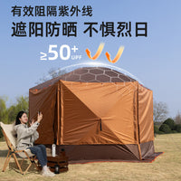 Mongolian Yurt Hexagonal Automatic Camping Tent with Tailgate Mosquito Net and Rain Protection, Upgraded with Chimney Port