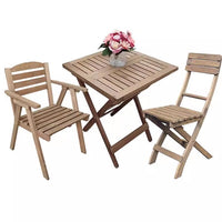 Outdoor Folding Solid Wood Bistro Set with Square Table and Chairs