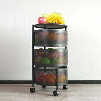 Multi-layer Carbon Steel Rolling Storage Cart with Wheels for Kitchen and Home