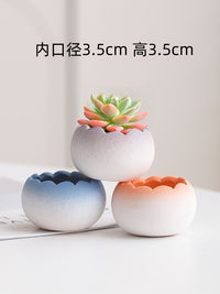 Mini Ceramic Succulent Planter with Wavy Rim, Handmade Desktop Decorative Flower Pot