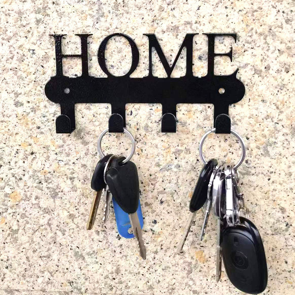 Decorative Metal Wall-Mounted Key Holder with Hooks for Home Entryway Organization