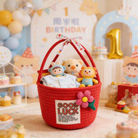 Handwoven Cotton Rope Storage Basket with Handles for Gifts & Favors