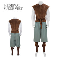 Men's Medieval Renaissance Viking Suede Vest Costume Set for Cosplay & Party