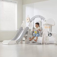 Kids Indoor Outdoor Castle Slide Swing Set with Music for Toddlers and Babies