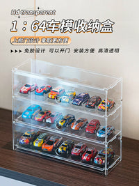 Acrylic Display Case for Diecast Model Cars, Wall Mountable Toy Car Organizer, Compatible with Tomica