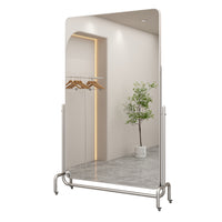 Stainless Steel Full Length Mirror with Adjustable Stand for Home and Retail