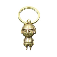 Solid Brass Mushroom Head Emoticon Keychain Pendant