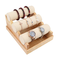 Solid Wood 3-Tier Bracelet Display Stand for Jewelry and Accessories