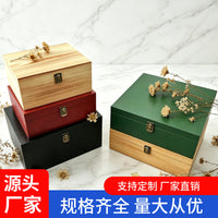 Vintage Wooden Storage Box with Lock Clasp, Flip-Top Keepsake Organizer for Gifts and Favors