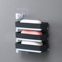 Wall-Mounted Rotatable Double-Layer Soap Dish with Drainage for Bathroom