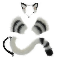 Cute Plush Animal Ear Headband Fingerless Gloves Tail Cosplay Accessory Set