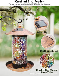 Solar Powered Hanging Bird Feeder Lantern for Outdoor Garden Decor, Waterproof Vintage Style