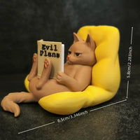 3D Printed Creative Reading Cat Figurine Ornament - Multi-color Cute Cat Model