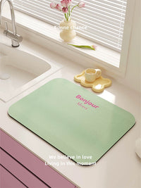 Korean Style Solid Color Soft Diatomaceous Earth Absorbent Mat for Coffee Machine Kitchen Countertop Dish Cup Drying Heat Insulation