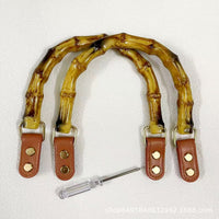 Bamboo Handle with Leather Buckle and Rivets for DIY Bag Making