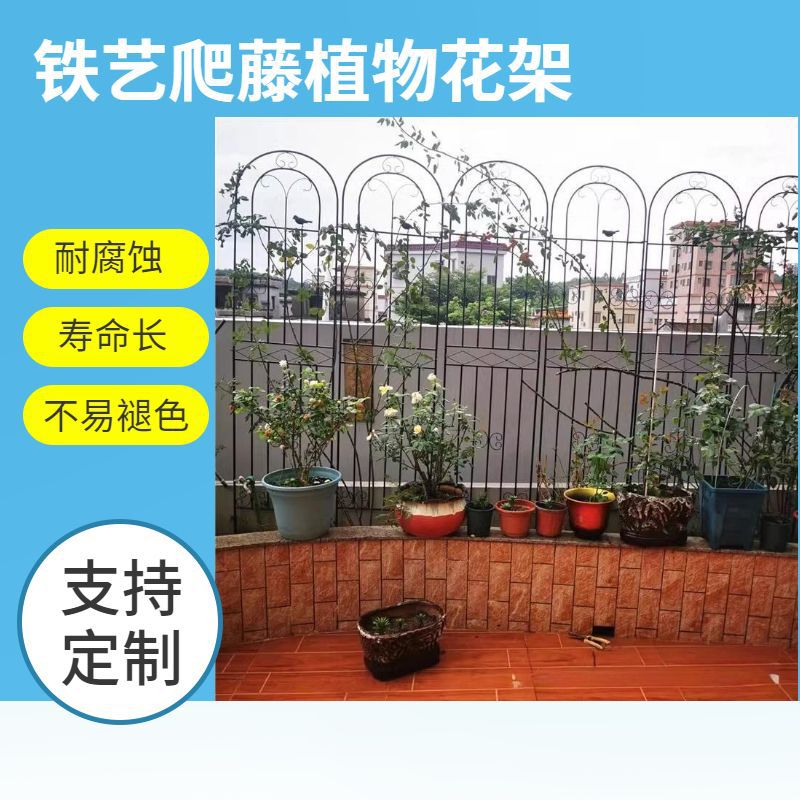 Wrought Iron Garden Trellis for Climbing Plants, Roses, and Vines - Outdoor Arch Support for Yard and Patio