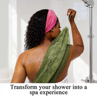 African Exfoliating Net Bath Sponge with Drawstring, High Elasticity Nylon Shower Scrubber for Sauna and Body Exfoliation