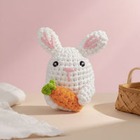 Cartoon Pink and White Bunny Crochet Kit DIY Handmade Yarn Doll