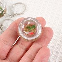Miniature Sand Aquarium Keychain with Koi Fish Model - Realistic Simulation Fish Tank Pendant for Photography Props and Decor