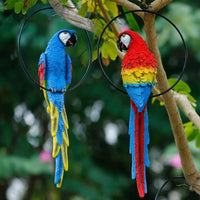 Resin Parrot Sculpture Garden Ornament, Lifelike Bird Figurine for Outdoor Decor