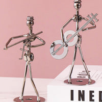 Iron Art Musician Figurine Pen Holder Set - Creative Desktop Decor