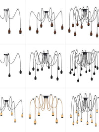 DIY Multi-Head Spider Chandelier with E27 Sockets for Living Room Dining Hall