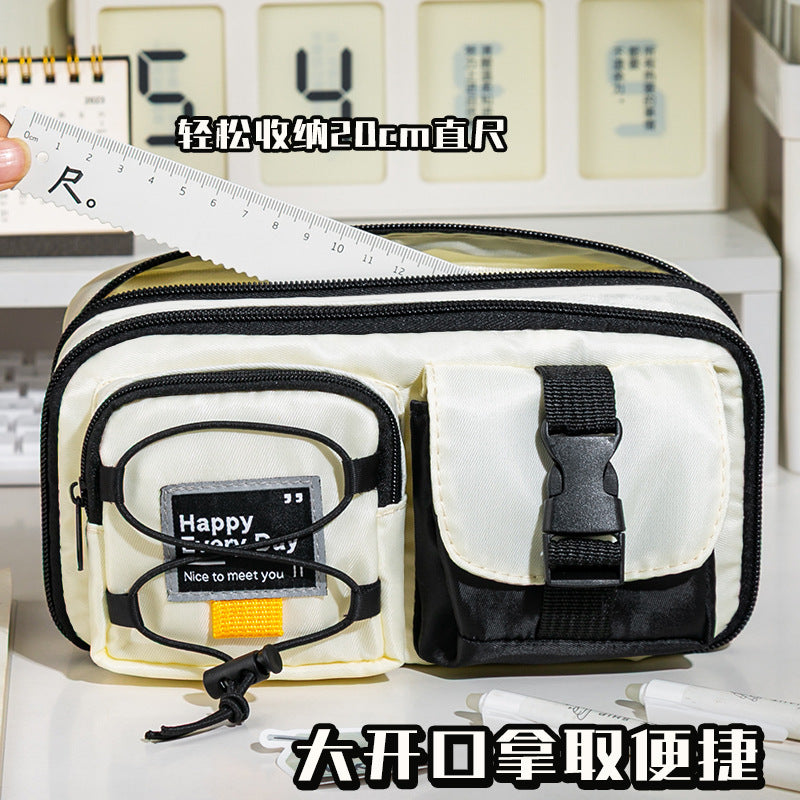 2025 New Large Capacity Canvas Pencil Case for Students, Multi-functional & Dirt-Resistant