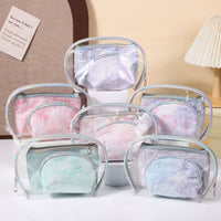 3-Piece Embroidered Waterproof Travel Cosmetic Bag Set