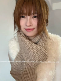 Knitted Scarf for Women, Solid Color, Warm and Thick Neck Warmer