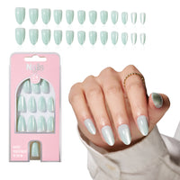 24PCS Solid Color Wide Cat Eye Almond Press-On Nails