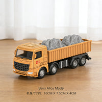 Kids' Alloy Construction Vehicle Set - Excavator, Crane, Mixer Truck, and More - Realistic Engineering Model Toys for Boys