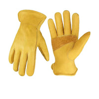 Thickened Cowhide Heat Resistant Welding Work Gloves for Outdoor BBQ and Material Handling
