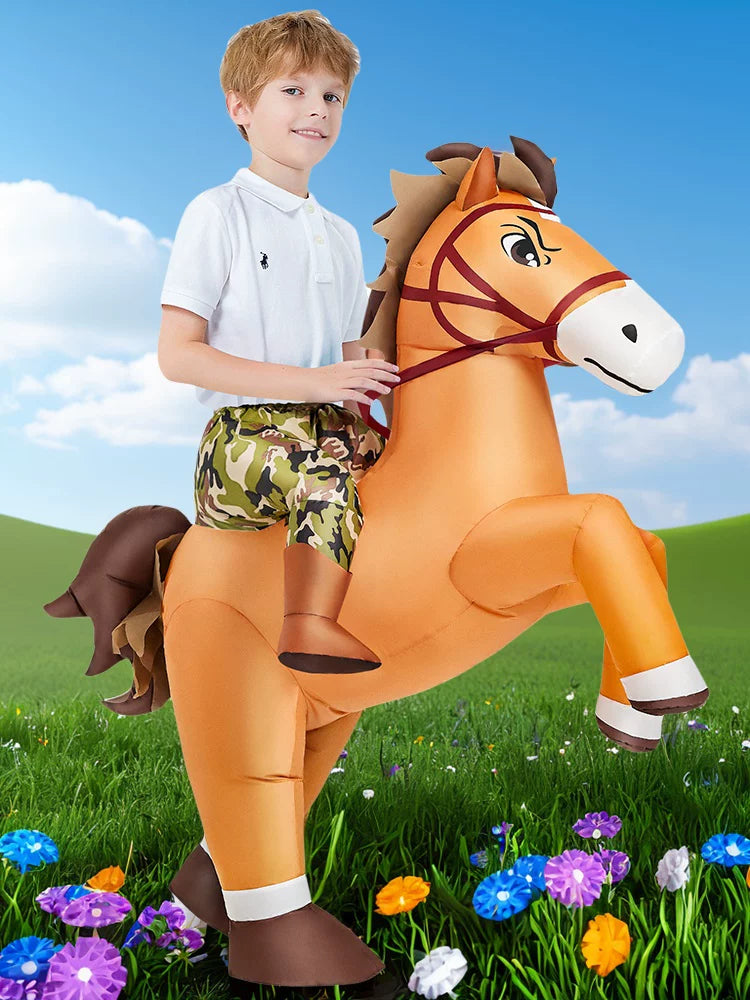 Inflatable Cartoon Pony and Zebra Costume for Adults and Kids - Halloween, Stage Performance, Cosplay