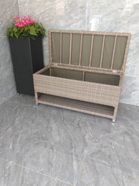Easy Rattan Outdoor Balcony Waterproof Sunscreen Shoe Changing Stool Shoe Cabinet Integrated Storage Cabinet Garden Home Entrance