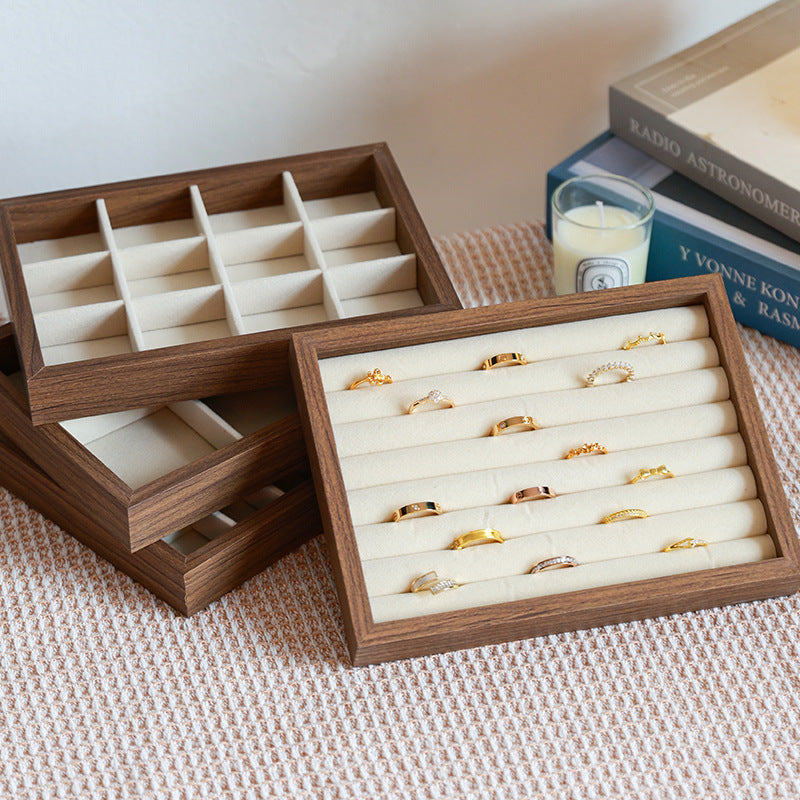 Walnut Grain Jewelry Display Tray for Rings, Earrings, and Small Ornaments