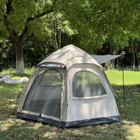 Instant Pop-Up Double Layer Camping Tent with Rain Protection and UV Resistance, Portable 4-Window Ventilation for Outdoor Activities