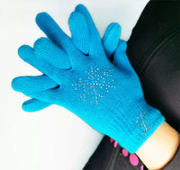 Kids' Ice Skating Gloves with Rhinestones - Warm, Non-Slip, Protective Knit Mittens for Boys and Girls