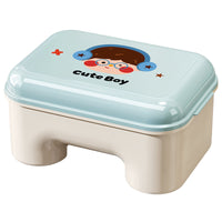 Kids' Cartoon Storage Step Stool for Bathroom and Washstand, Thickened Plastic Footstool with Storage